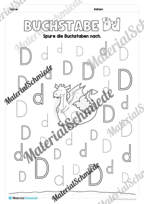 Arbeitsheft: Buchstabe D/d schreiben lernen (25 Seiten) - Arbeitsblatt 06