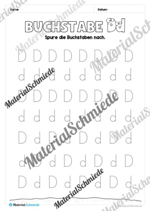 Arbeitsheft: Buchstabe D/d schreiben lernen (25 Seiten) - Arbeitsblatt 07