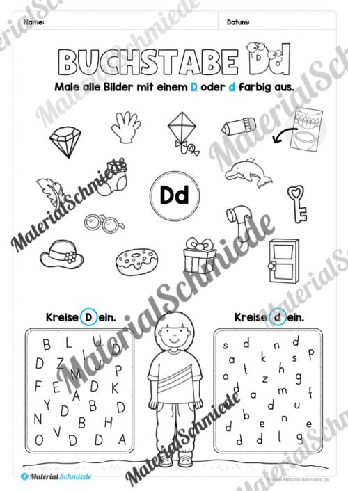 Arbeitsheft: Buchstabe D/d schreiben lernen (25 Seiten) - Arbeitsblatt 08