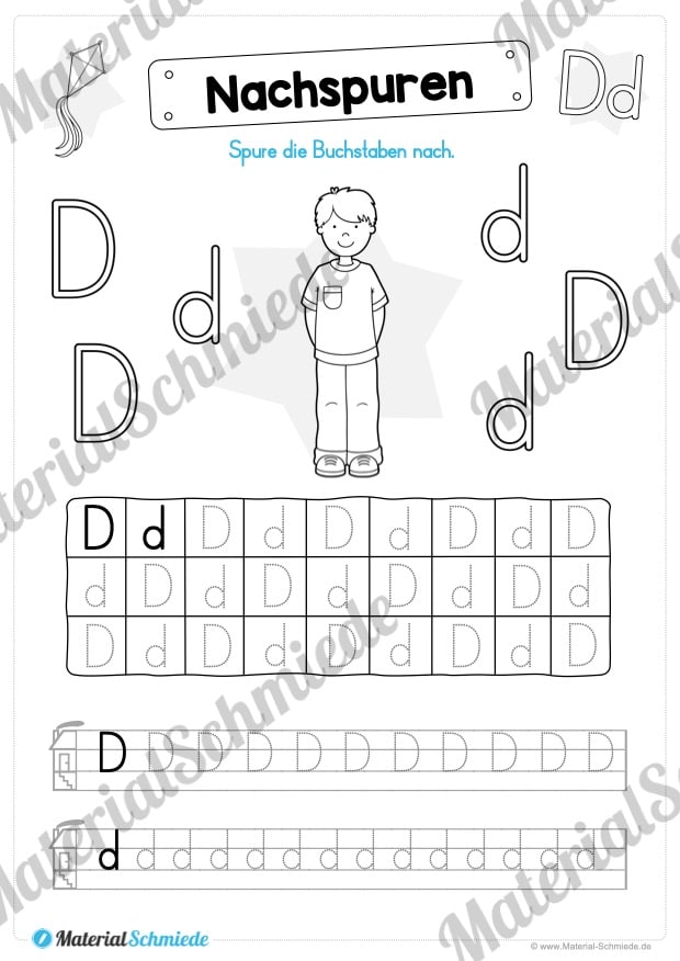 Buchstabe D / d (30 Arbeitsblätter & Übungen)