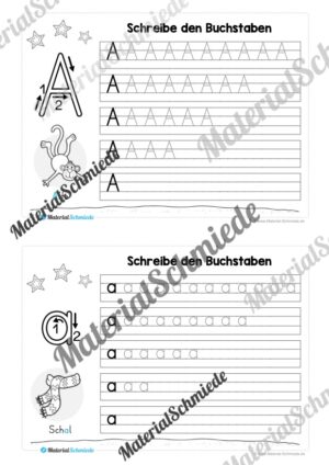 52 Karteikarten zu den Buchstaben von A-Z (Druckschrift) – Buchstabe A/a