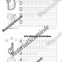 52 Karteikarten zu den Buchstaben von A-Z (Druckschrift) - Buchstabe D/d