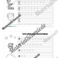 52 Karteikarten zu den Buchstaben von A-Z (Druckschrift) - Buchstabe E/e