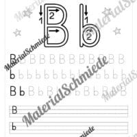 Buchstaben schreiben lernen: 26 Arbeitsblätter (Druckschrift) - Buchstabe B/b