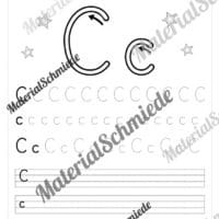 Buchstaben schreiben lernen: 26 Arbeitsblätter (Druckschrift) - Buchstabe C/c