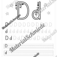 Buchstaben schreiben lernen: 26 Arbeitsblätter (Druckschrift) - Buchstabe D/d