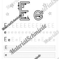Buchstaben schreiben lernen: 26 Arbeitsblätter (Druckschrift) - Buchstabe E/e