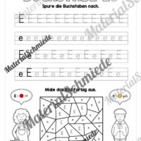 Arbeitsheft: Buchstabe E/e schreiben lernen (25 Seiten) - Arbeitsblatt 06