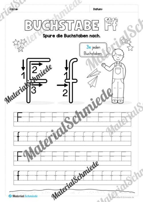 Arbeitsheft: Buchstabe F/f schreiben lernen (25 Seiten) - Arbeitsblatt 03