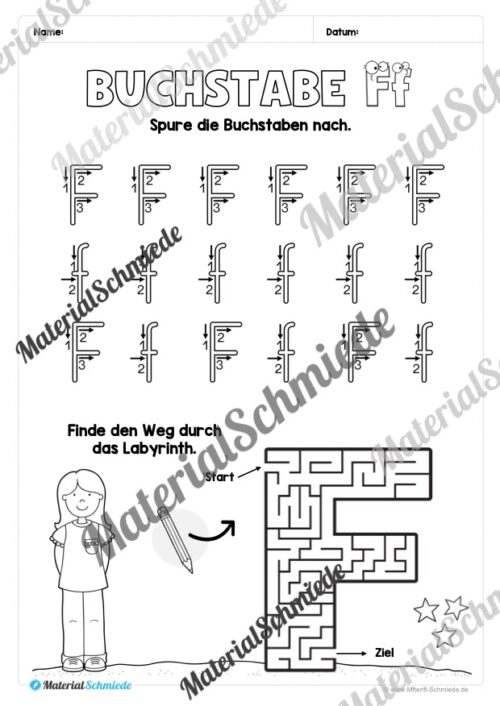 Arbeitsheft: Buchstabe F/f schreiben lernen (25 Seiten) - Arbeitsblatt 04