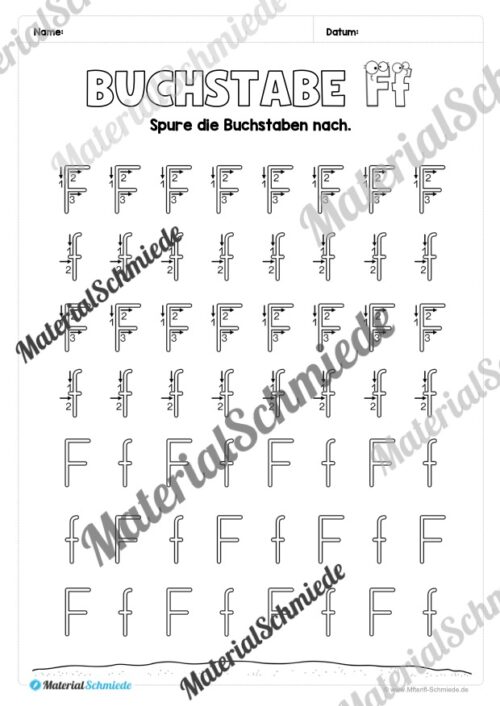 Arbeitsheft: Buchstabe F/f schreiben lernen (25 Seiten) - Arbeitsblatt 05