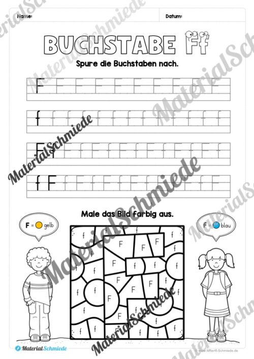 Arbeitsheft: Buchstabe F/f schreiben lernen (25 Seiten) - Arbeitsblatt 06