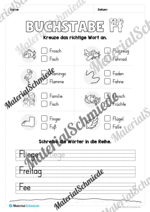 Arbeitsheft: Buchstabe F/f schreiben lernen (25 Seiten) - Arbeitsblatt 09
