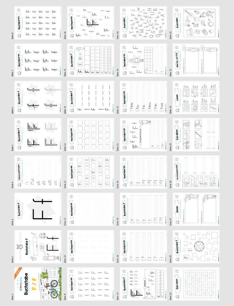 Materialpaket: Buchstabe F/f schreiben lernen (Überblick)