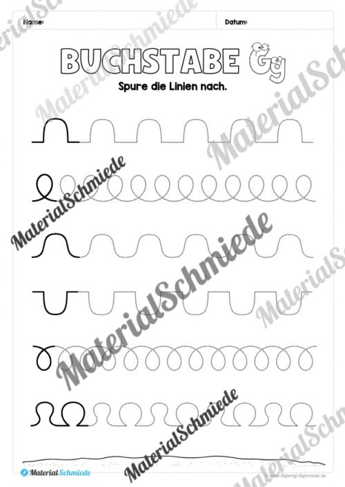 Arbeitsheft: Buchstabe G/g schreiben lernen (25 Seiten) - Arbeitsblatt 02