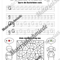 Arbeitsheft: Buchstabe G/g schreiben lernen (25 Seiten) - Arbeitsblatt 06