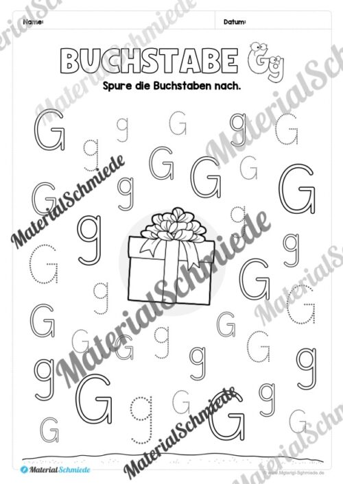 Arbeitsheft: Buchstabe G/g schreiben lernen (25 Seiten) - Arbeitsblatt 07