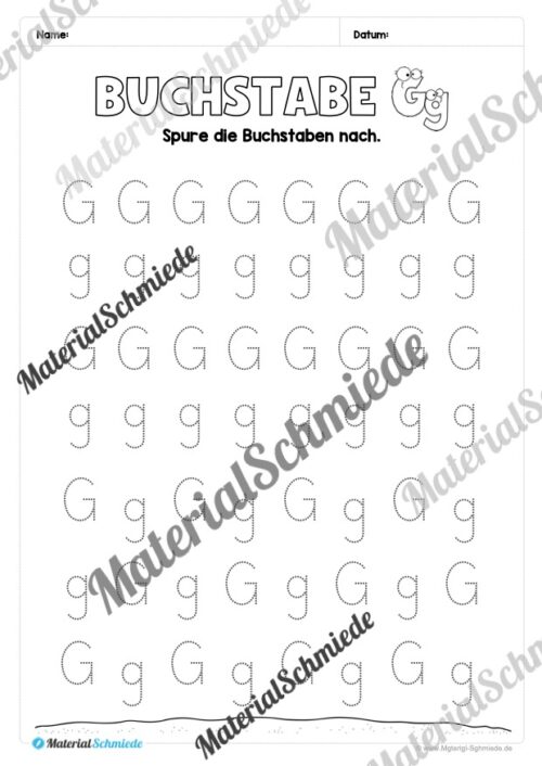 Arbeitsheft: Buchstabe G/g schreiben lernen (25 Seiten) - Arbeitsblatt 08