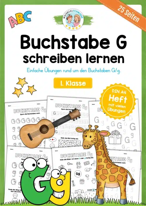 Arbeitsheft: Buchstabe G/g schreiben lernen (25 Seiten)