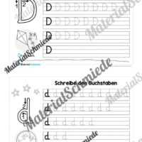 52 Karteikarten zu den Buchstaben von A-Z (Grundschrift) - Buchstabe D/d