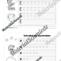 52 Karteikarten zu den Buchstaben von A-Z (Grundschrift) - Buchstabe E/e