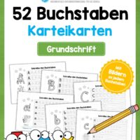 52 Karteikarten zu den Buchstaben von A-Z (Grundschrift)