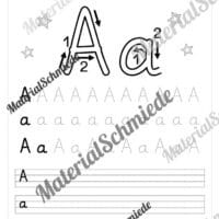 Buchstaben schreiben lernen: 26 Arbeitsblätter (Grundschrift) - Buchstabe A/a