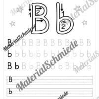 Buchstaben schreiben lernen: 26 Arbeitsblätter (Grundschrift) - Buchstabe B/b