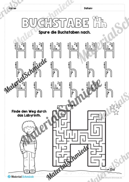 Arbeitsheft: Buchstabe H/h schreiben lernen (25 Seiten)- Arbeitsblatt 04
