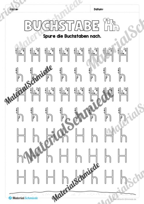 Arbeitsheft: Buchstabe H/h schreiben lernen (25 Seiten)- Arbeitsblatt 05