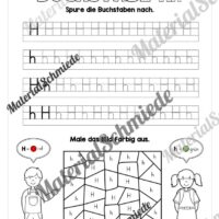 Arbeitsheft: Buchstabe H/h schreiben lernen (25 Seiten)- Arbeitsblatt 06
