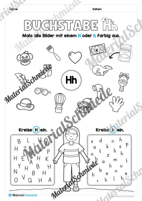 Arbeitsheft: Buchstabe H/h schreiben lernen (25 Seiten)- Arbeitsblatt 07