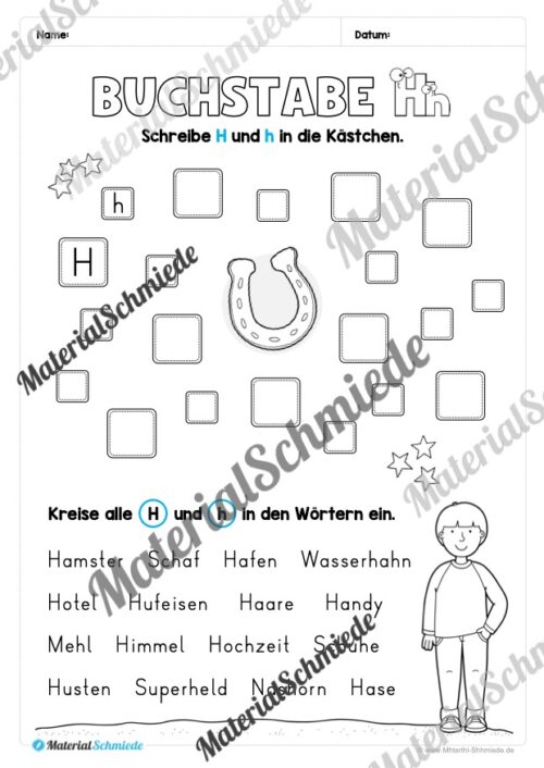 Arbeitsheft: Buchstabe H/h schreiben lernen (25 Seiten)- Arbeitsblatt 10