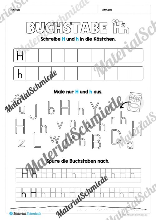 Arbeitsheft: Buchstabe H/h schreiben lernen (25 Seiten)- Arbeitsblatt 11
