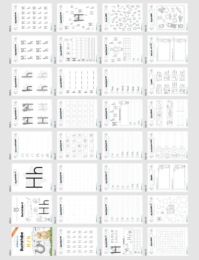 Materialpaket: Buchstabe H/h schreiben lernen (Überblick)