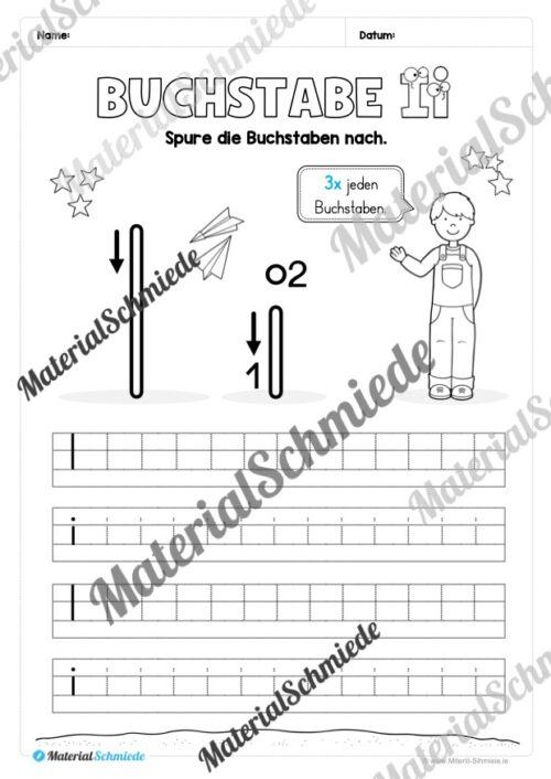 Arbeitsheft: Buchstabe I/i schreiben lernen (25 Seiten) - Arbeitsblatt 03