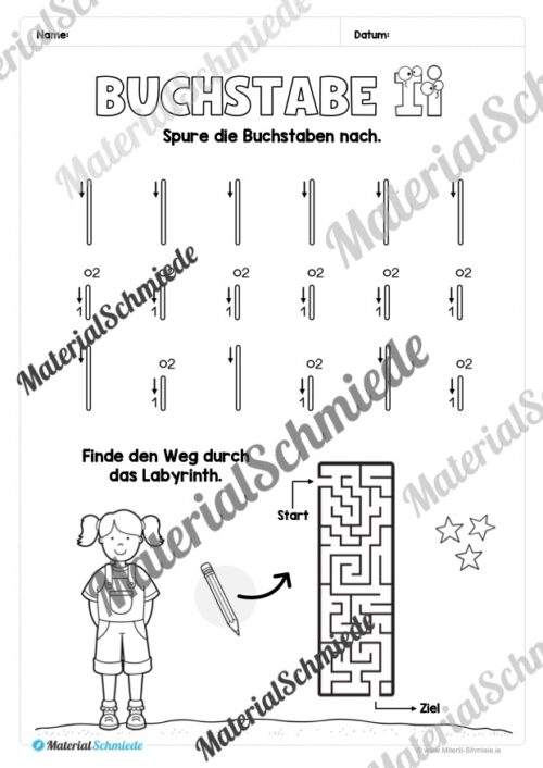 Arbeitsheft: Buchstabe I/i schreiben lernen (25 Seiten) - Arbeitsblatt 04