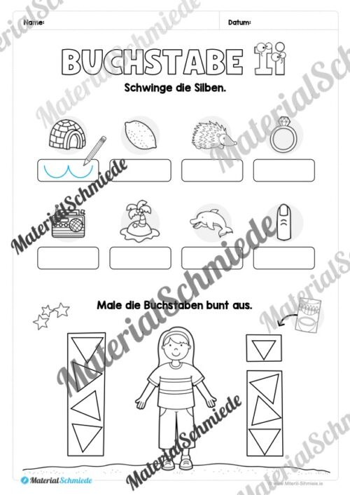 Arbeitsheft: Buchstabe I/i schreiben lernen (25 Seiten) - Arbeitsblatt 08