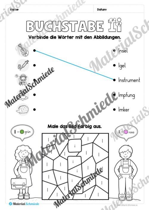 Arbeitsheft: Buchstabe I/i schreiben lernen (25 Seiten) - Arbeitsblatt 10