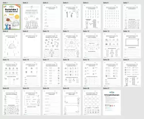 Arbeitsheft: Buchstabe I/i schreiben lernen (25 Seiten) - Überblick