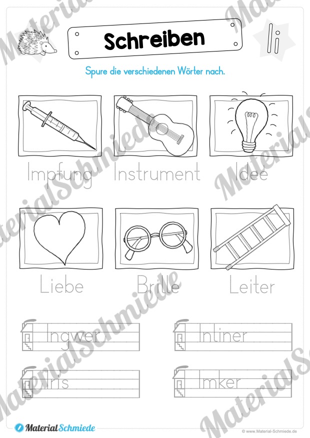 Materialpaket: Buchstabe I/i schreiben lernen (Vorschau 07)