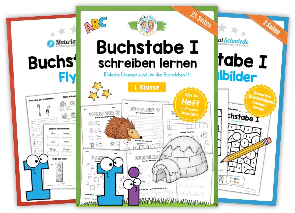 Unterrichtsmaterial mit Aufgaben und Übungen zum Buchstaben I / i (1. Klasse)