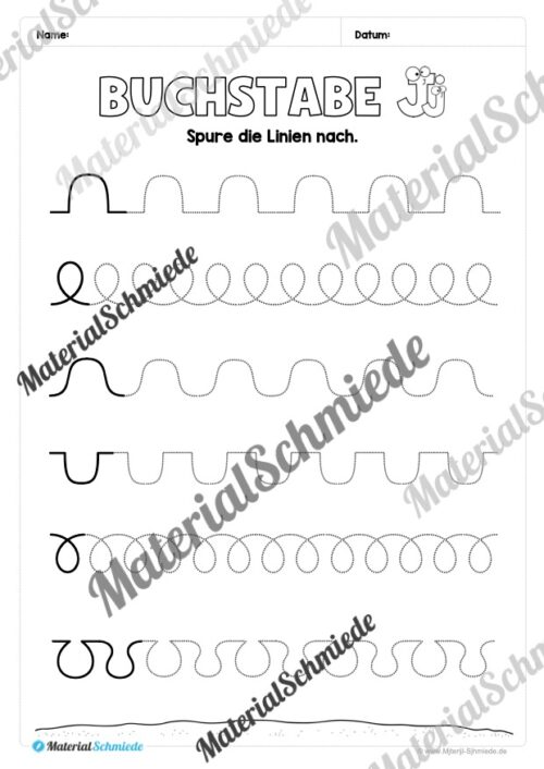 Arbeitsheft: Buchstabe J/j schreiben lernen (25 Seiten) - Arbeitsblatt 01