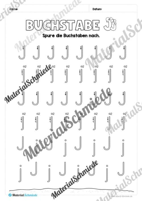 Arbeitsheft: Buchstabe J/j schreiben lernen (25 Seiten) - Arbeitsblatt 04