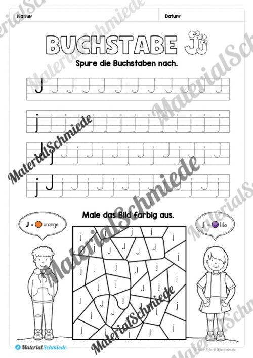 Arbeitsheft: Buchstabe J/j schreiben lernen (25 Seiten) - Arbeitsblatt 05