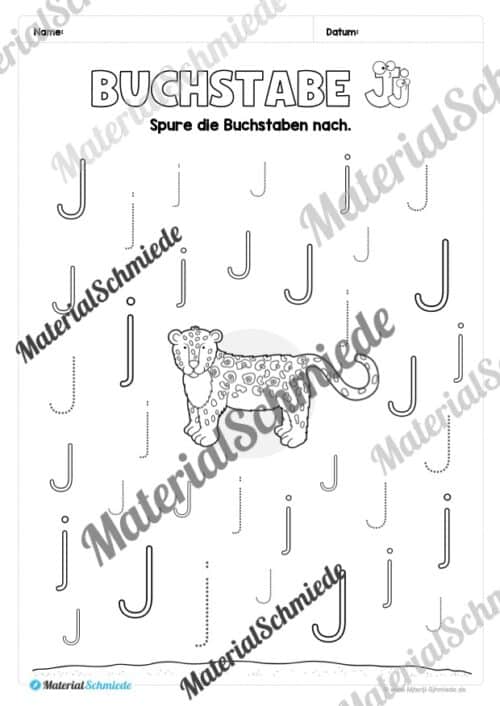 Arbeitsheft: Buchstabe J/j schreiben lernen (25 Seiten) - Arbeitsblatt 06