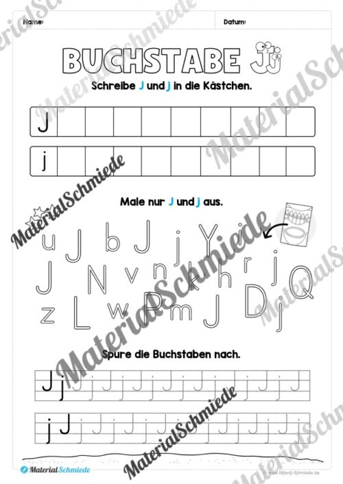 Arbeitsheft: Buchstabe J/j schreiben lernen (25 Seiten) - Arbeitsblatt 07