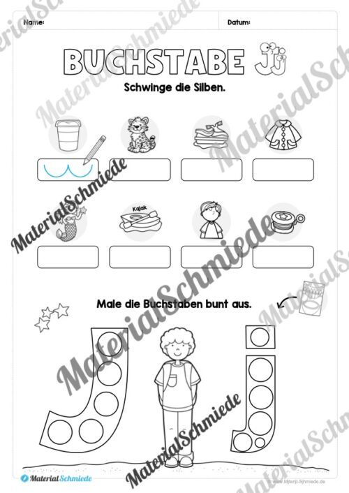 Arbeitsheft: Buchstabe J/j schreiben lernen (25 Seiten) - Arbeitsblatt 08