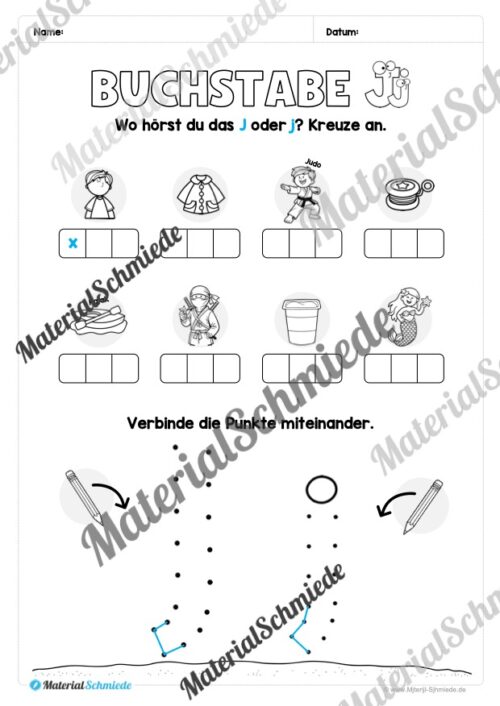 Arbeitsheft: Buchstabe J/j schreiben lernen (25 Seiten) - Arbeitsblatt 10