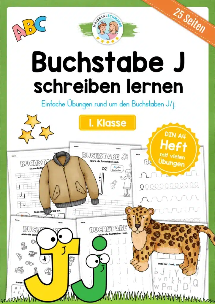 Arbeitsheft: Buchstabe J/j schreiben lernen (25 Seiten)